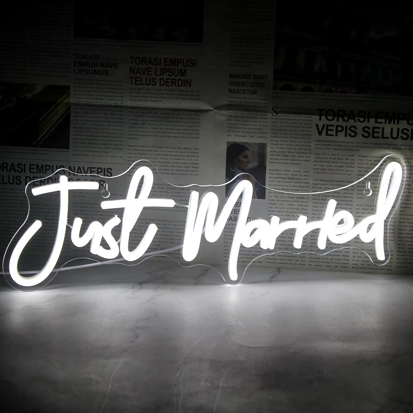 Just Married Neon Warm USB Operated Light