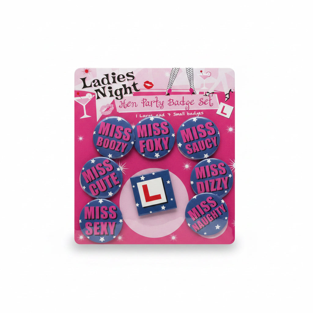 Bachelorette Lady’s Night Pin Badge Set 8 Pieces