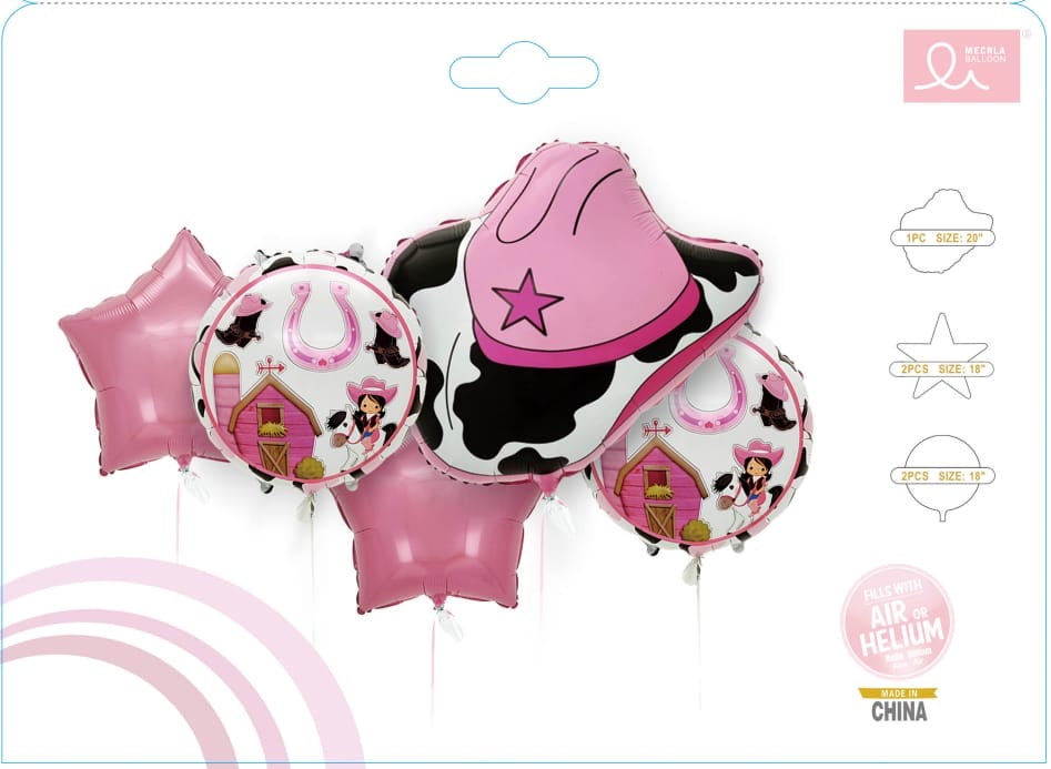 Cowgirl 5 Foil Balloon Set