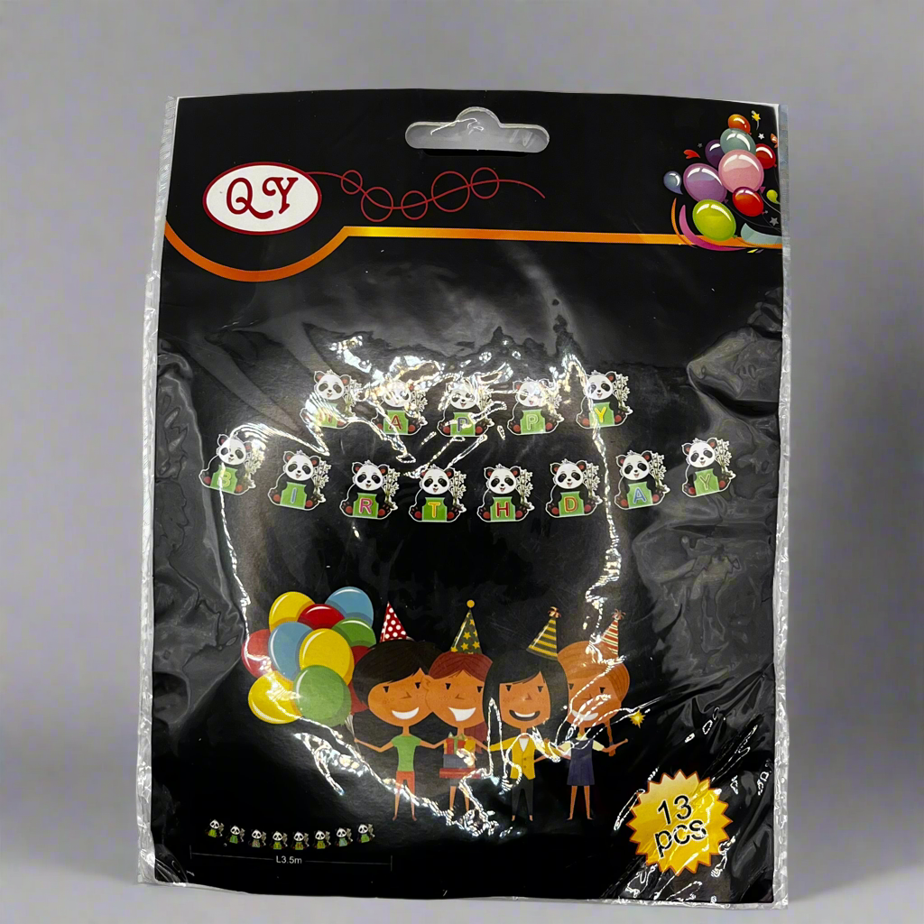Panda Happy Birthday Paper Banner