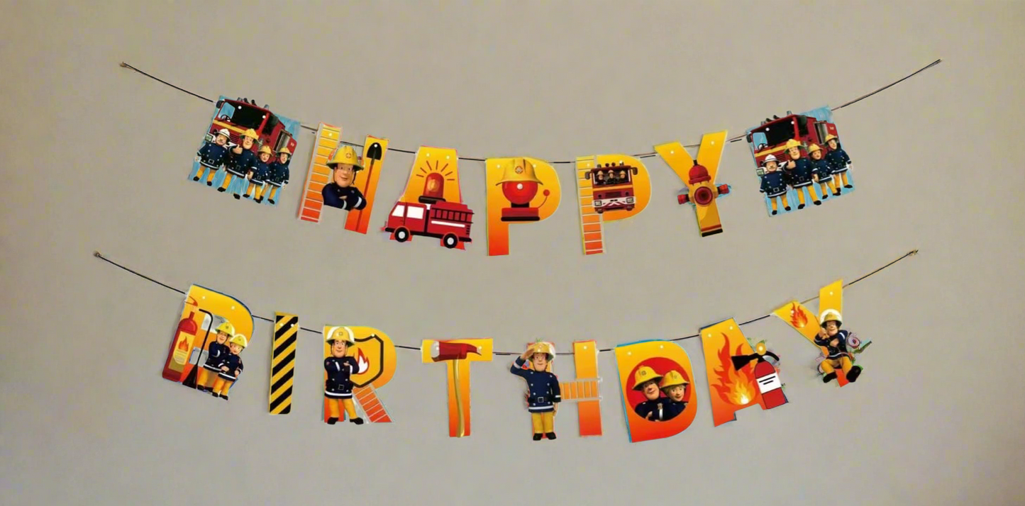 Happy Birthday Firefighter Banner