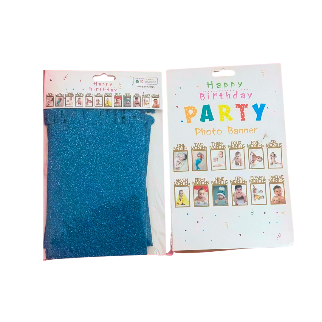 لافتة لامعة لإطار صورة عيد الميلاد الأول