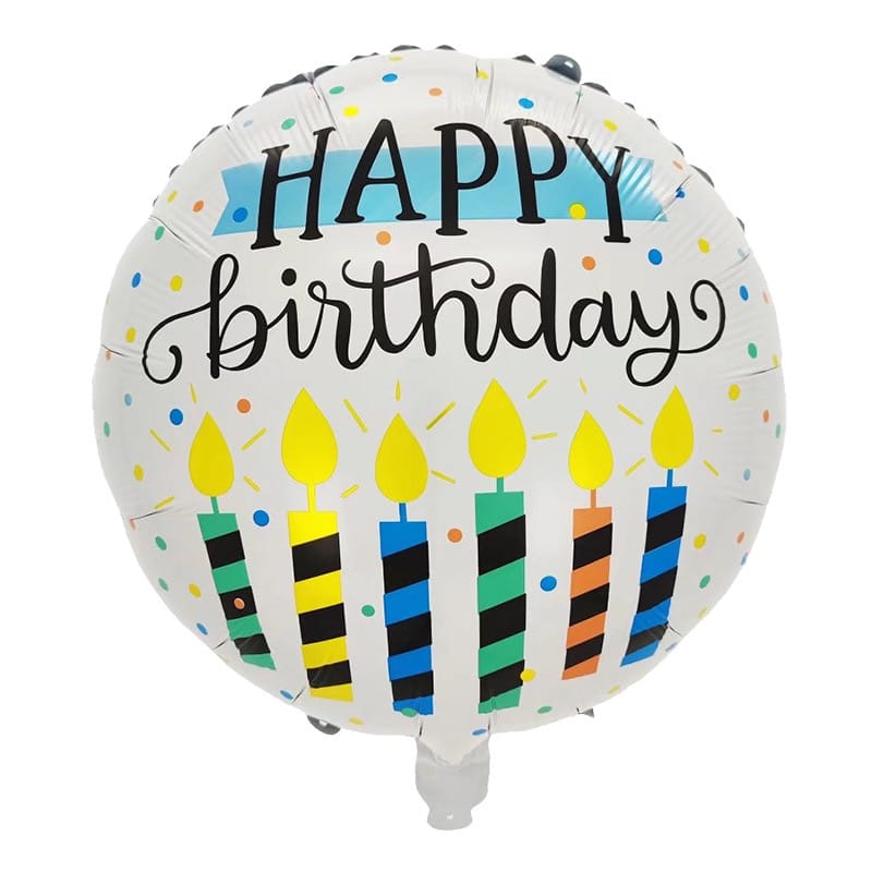Candles Round Happy Birthday 18” Foil Balloon