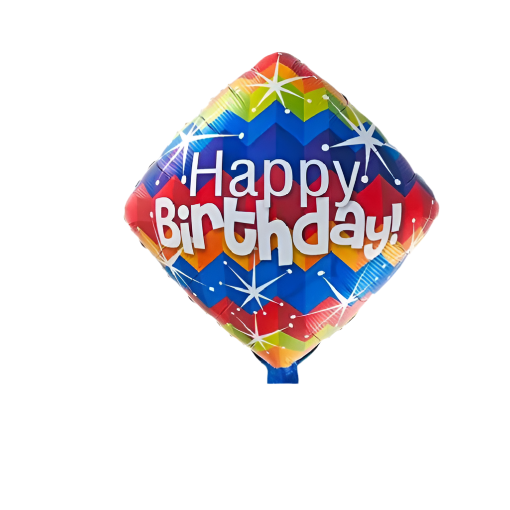 Diamond-Shaped Happy Birthday 18” Foil Balloon