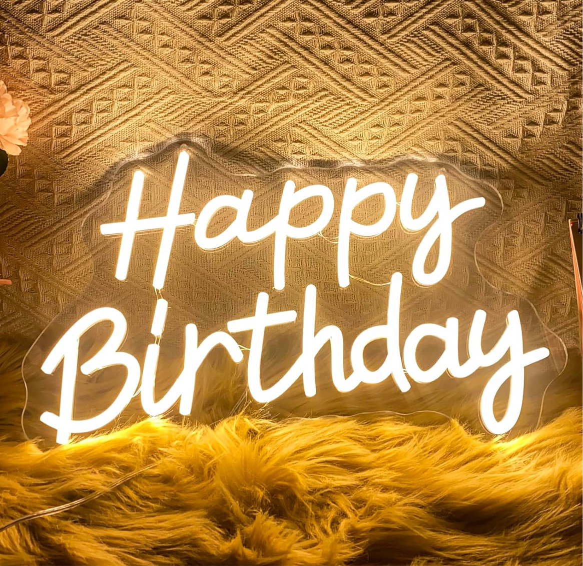 Happy Birthday Neon Wall Decor Warm Light
