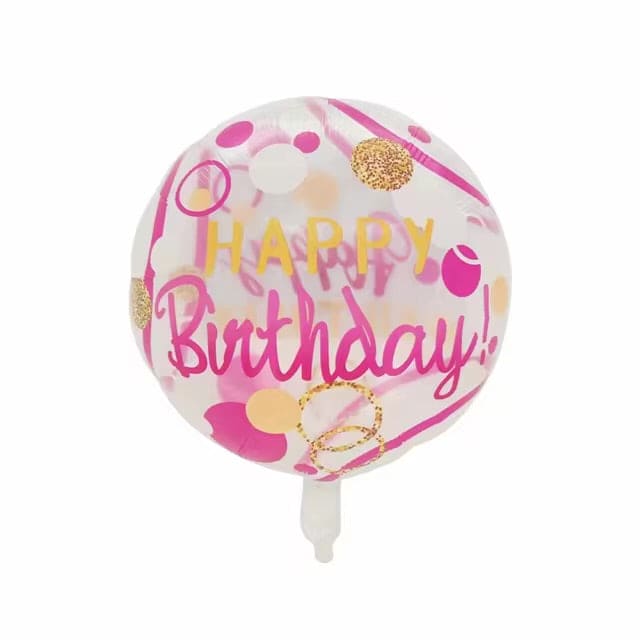 Pink Round Happy Birthday 18” Foil Balloon