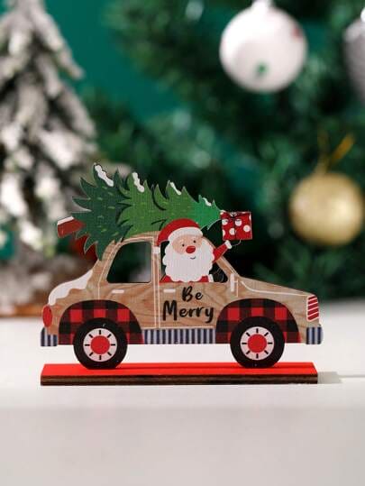 Wooden Christmas Santa Car Pendant