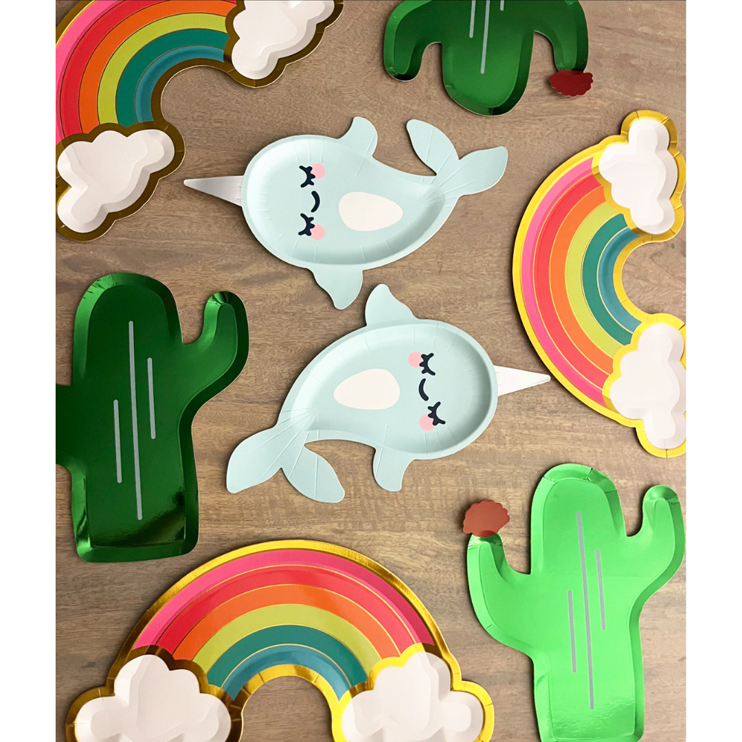 Rainbow Gold Shiny Paper Plates