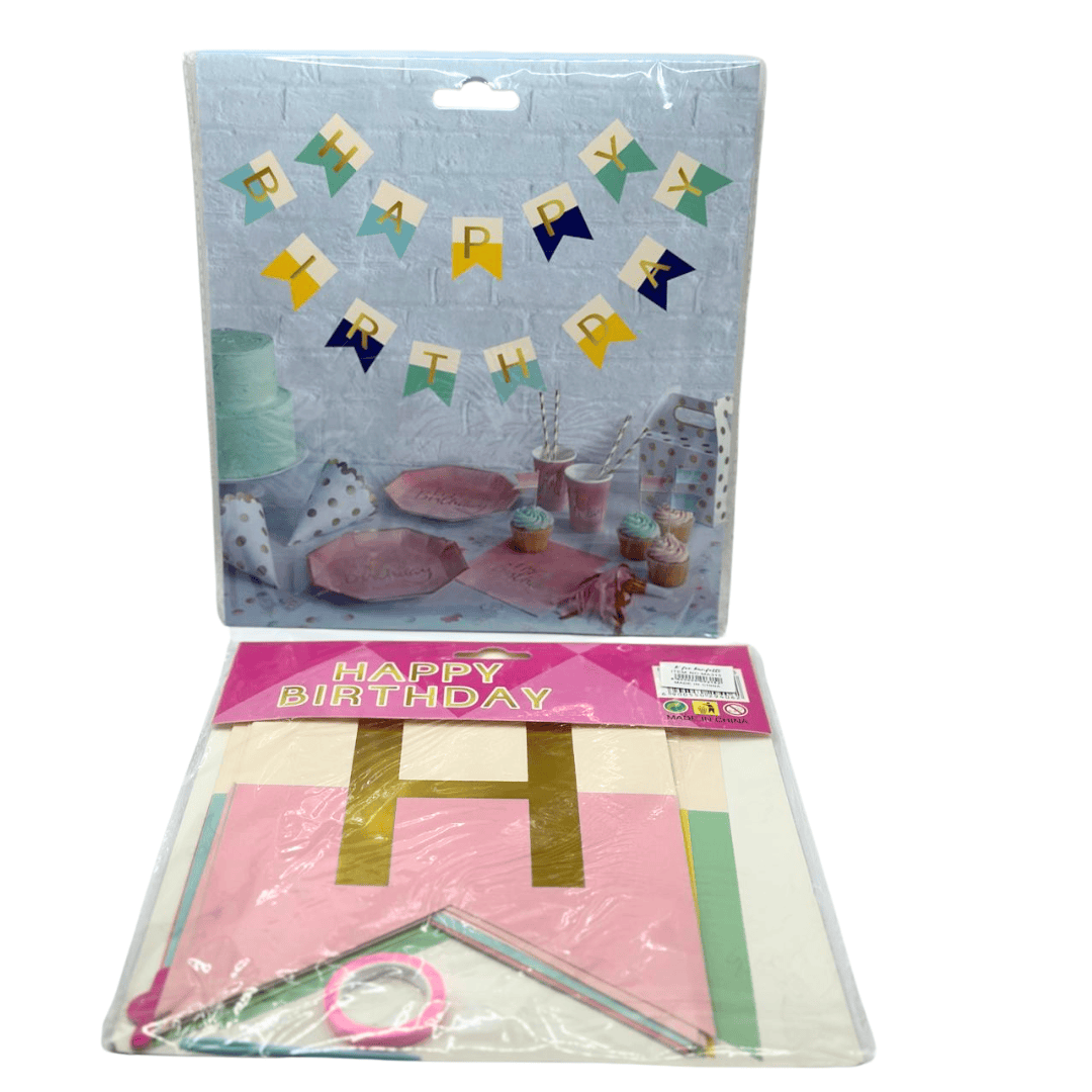 Green, Yellow and Blue Happy Birthday Banner