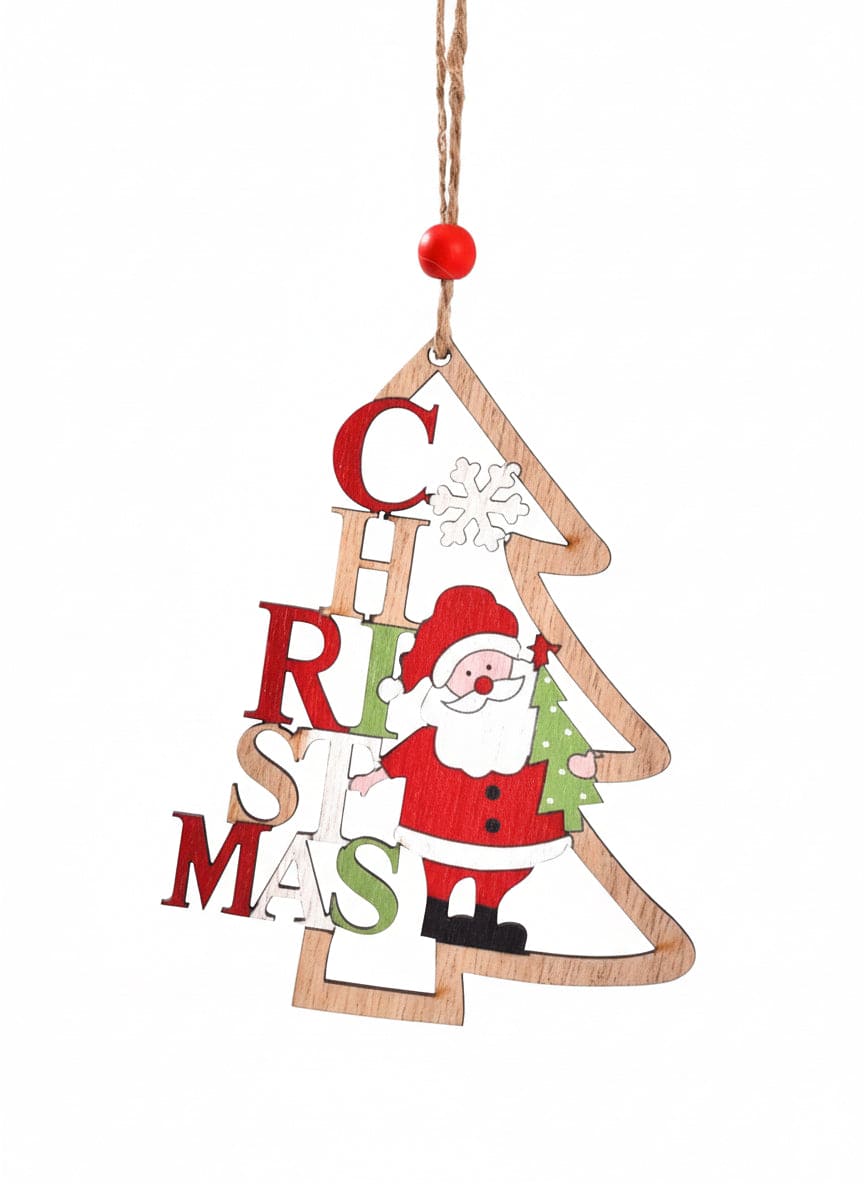 Wooden Christmas Tree With Santa Pendant