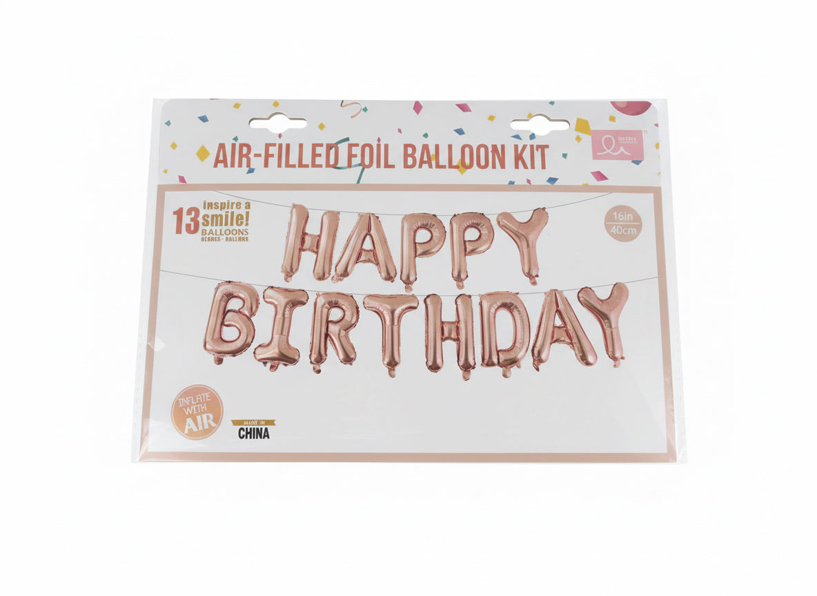 Rose Gold Happy Birthday Balloon Set