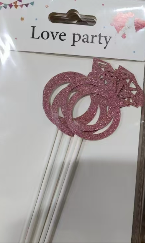 Décorations de gâteaux en forme d'anneaux dorés scintillants