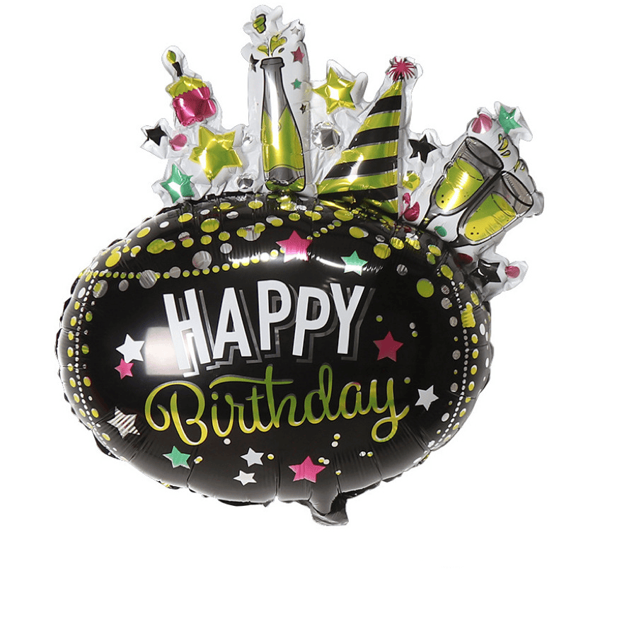 Ballon de fête noir Joyeux anniversaire