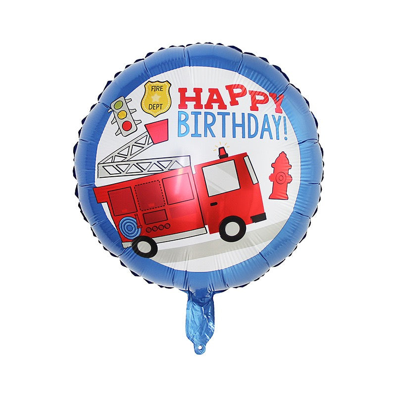Ballon Joyeux anniversaire camion de pompiers