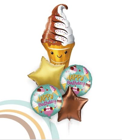 Ice Cream Happy Birthday Cone Balloon Set