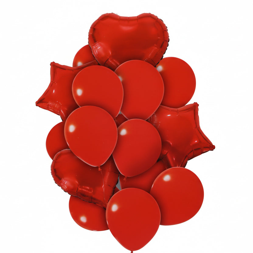 16 Pieces Red Balloon Foil Latex Set