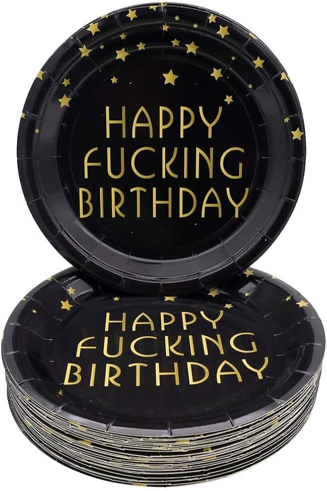 Black Adult Happy Birthday Paper Plates