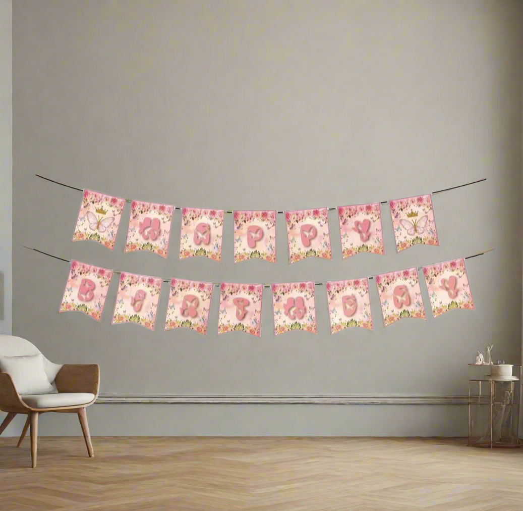 Butterfly Happy Birthday Paper Banner