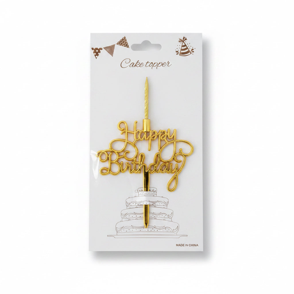 Plexi Happy Birthday Cake Topper With Candle