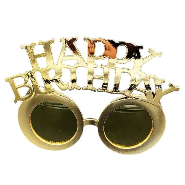 Gold Plastic Happy Birthday Glasses