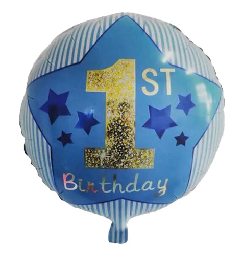 1st Boy Birthday Foil Blue 18" Balloon