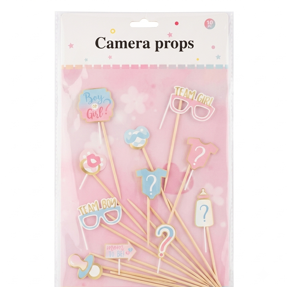 Gender Reveal Camera Props Set 10 Pieces