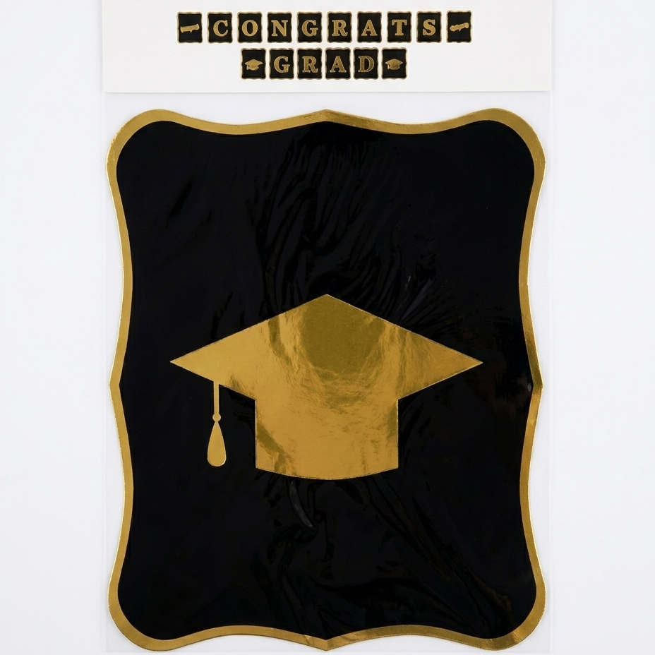 Graduation Paper Banner Black Gold