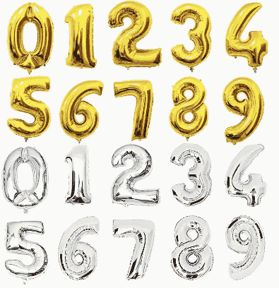 18 inch Gold Foil Number Balloons