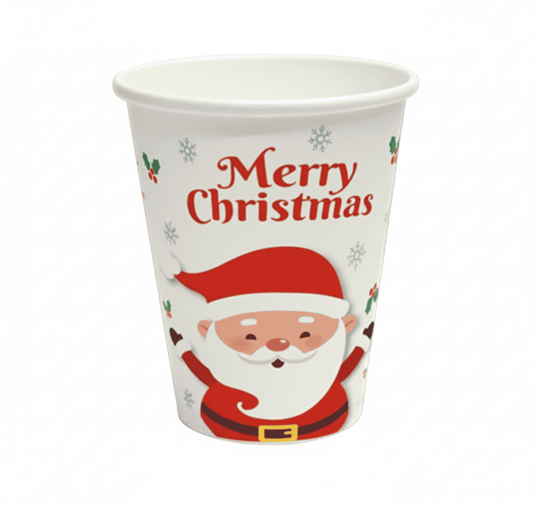 Christmas Santa White 18 Pieces Set Paper Plates & Cups