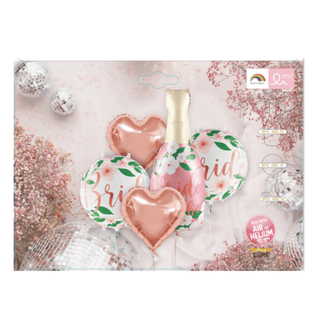 Bride to Be Rose Gold Champaign Bottle Balloon 5 Piece Set
