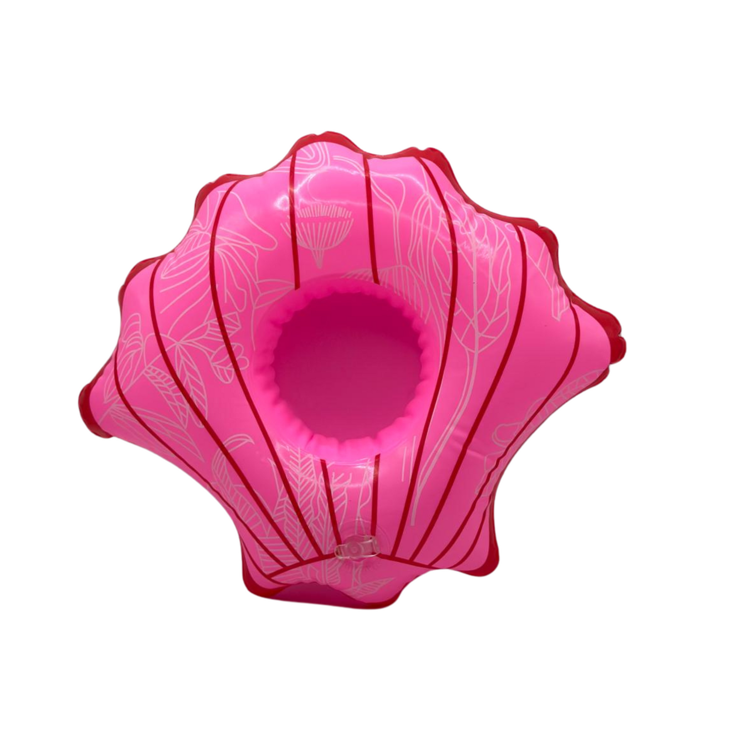 Porte-boissons gonflable en forme de coquille de palourde rose, flotteur