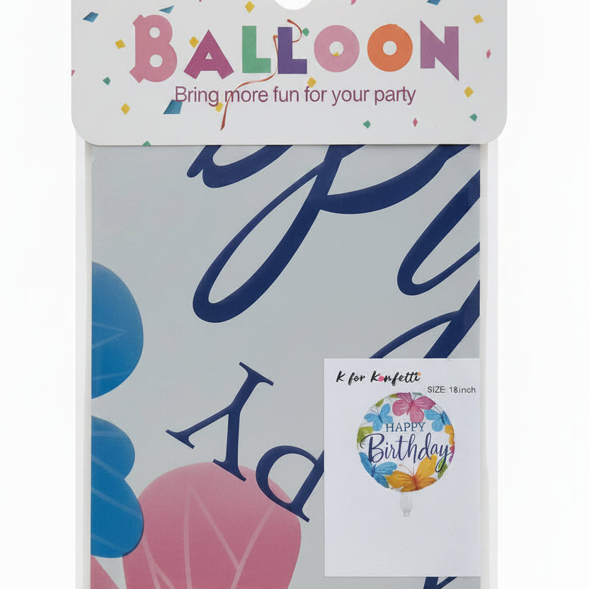 Happy Birthday White With Butterflies 18" Foil Balloon