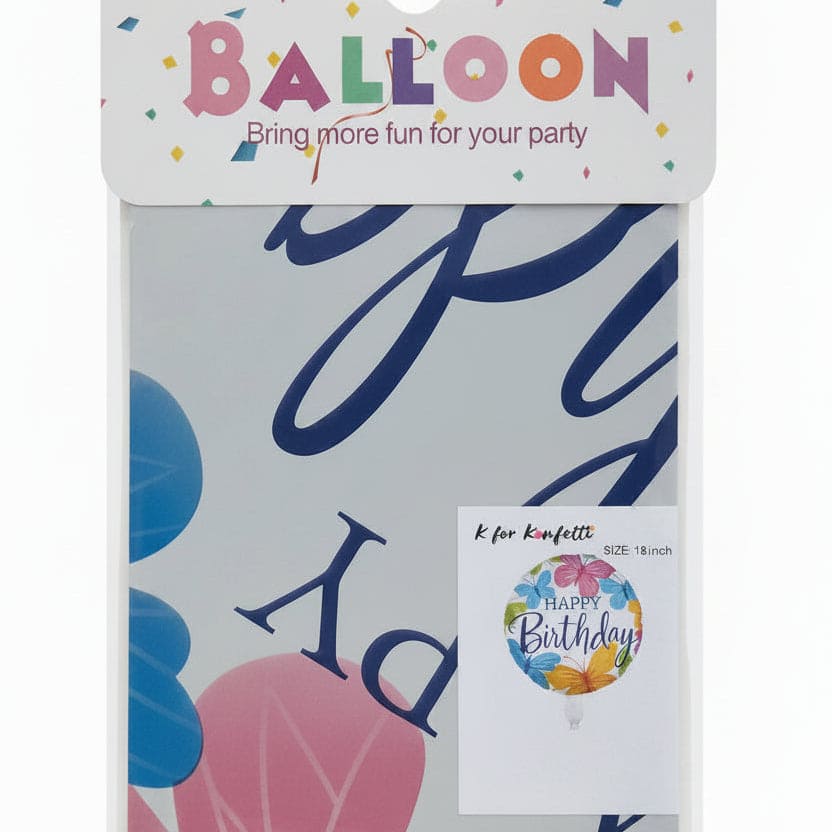 Happy Birthday White With Butterflies Foil Balloon 18 Inch
