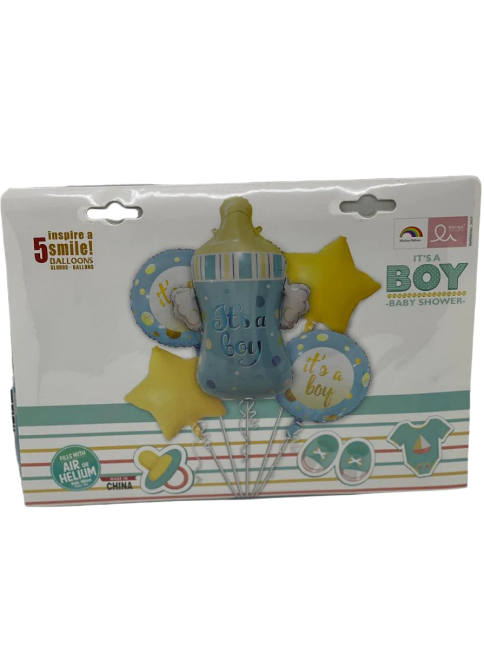 مجموعة بالونات من رقائق معدنية عليها عبارة "Its a Boy" مكونة من 5 قطع