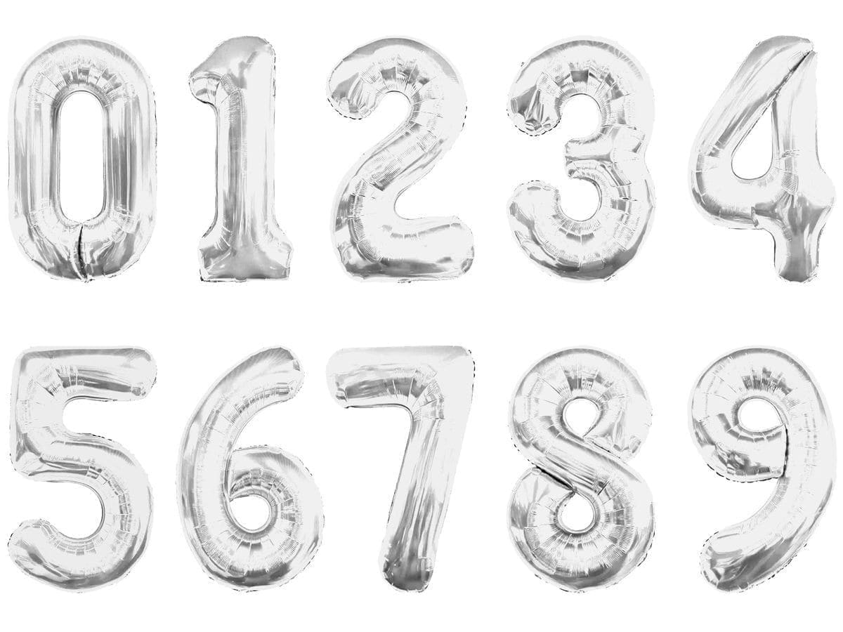 Ballon en aluminium argenté de 40 pouces avec chiffres