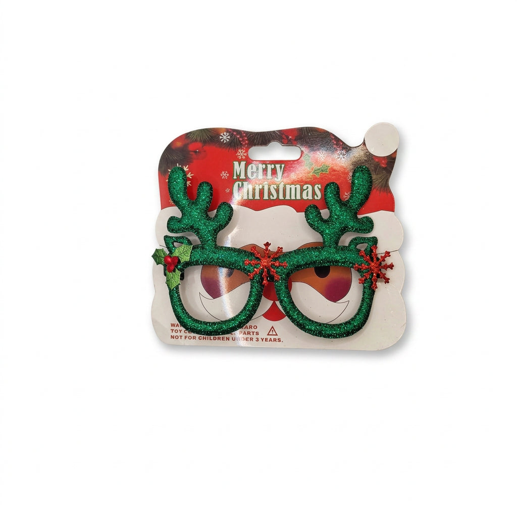Green glitter reindeer antler Christmas party glasses