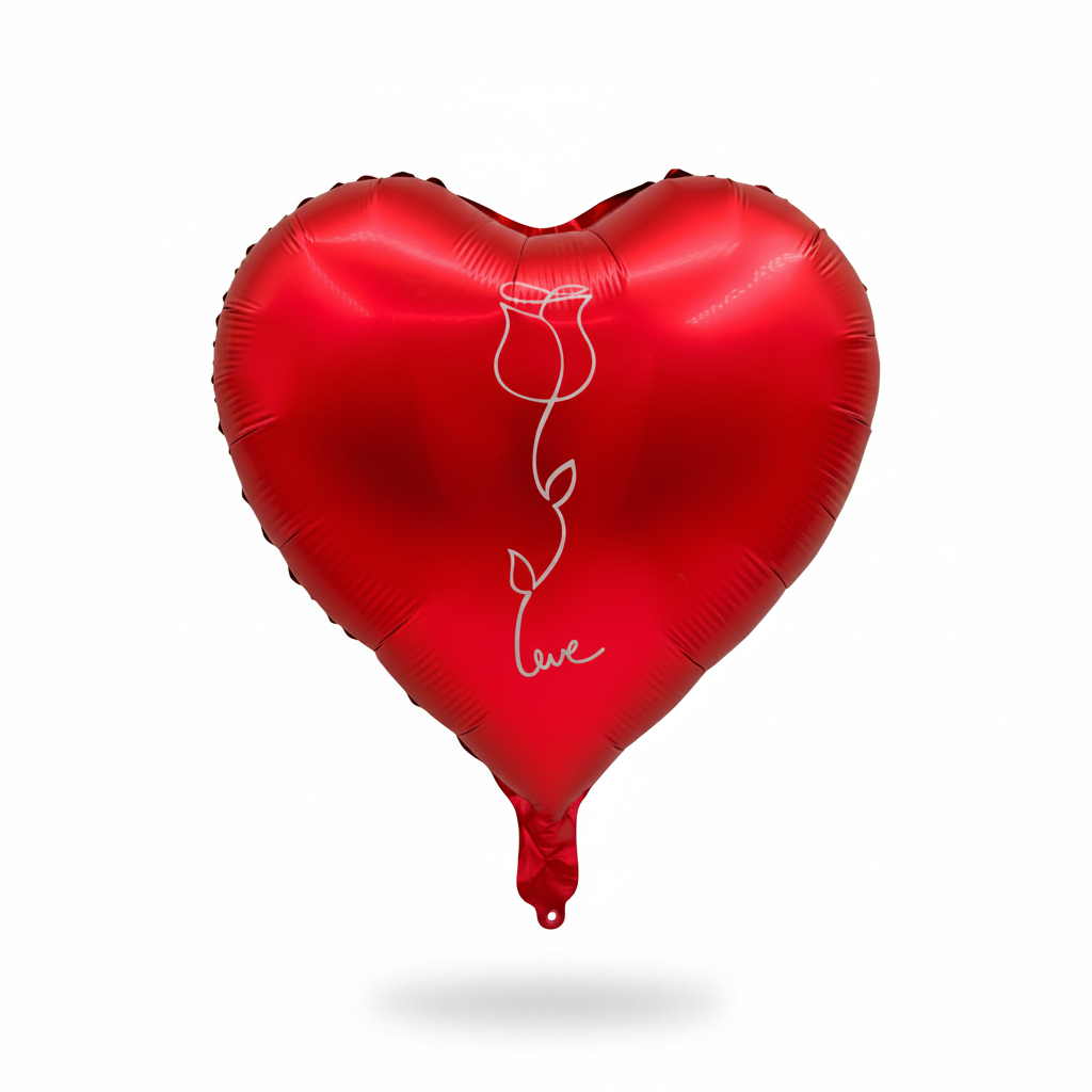 Red Heart Flower Foil Balloon - Studio
