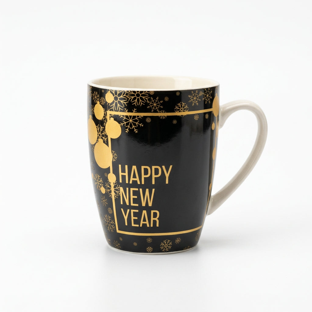 Black and gold Happy New Year mug