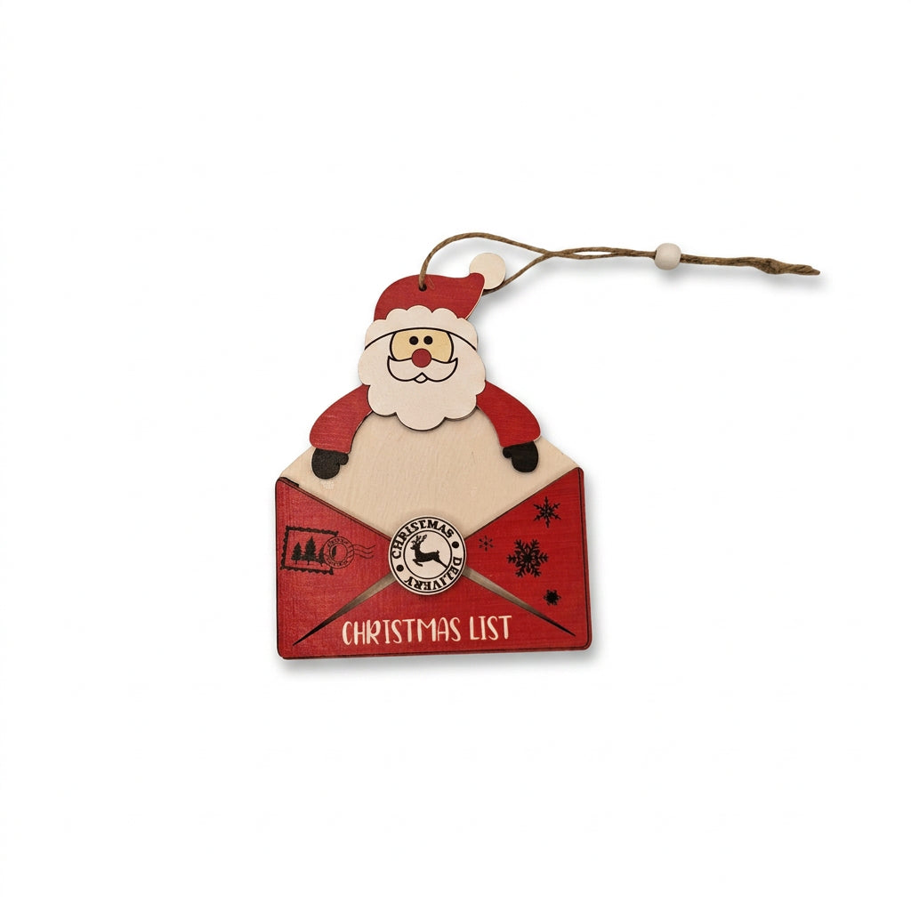 Santa Christmas List Envelope Ornament