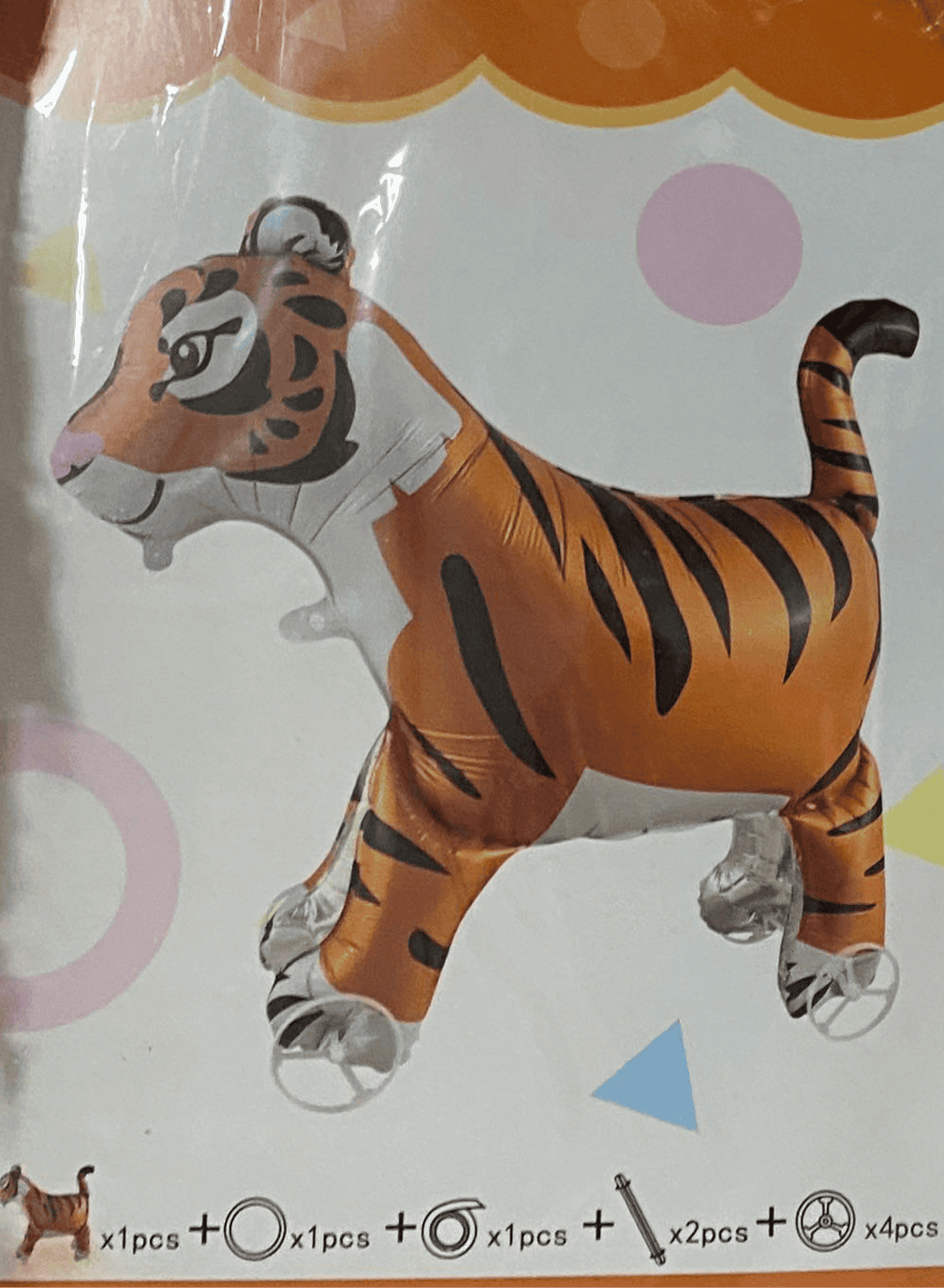 Standing Tiger Balloon with Wheels
