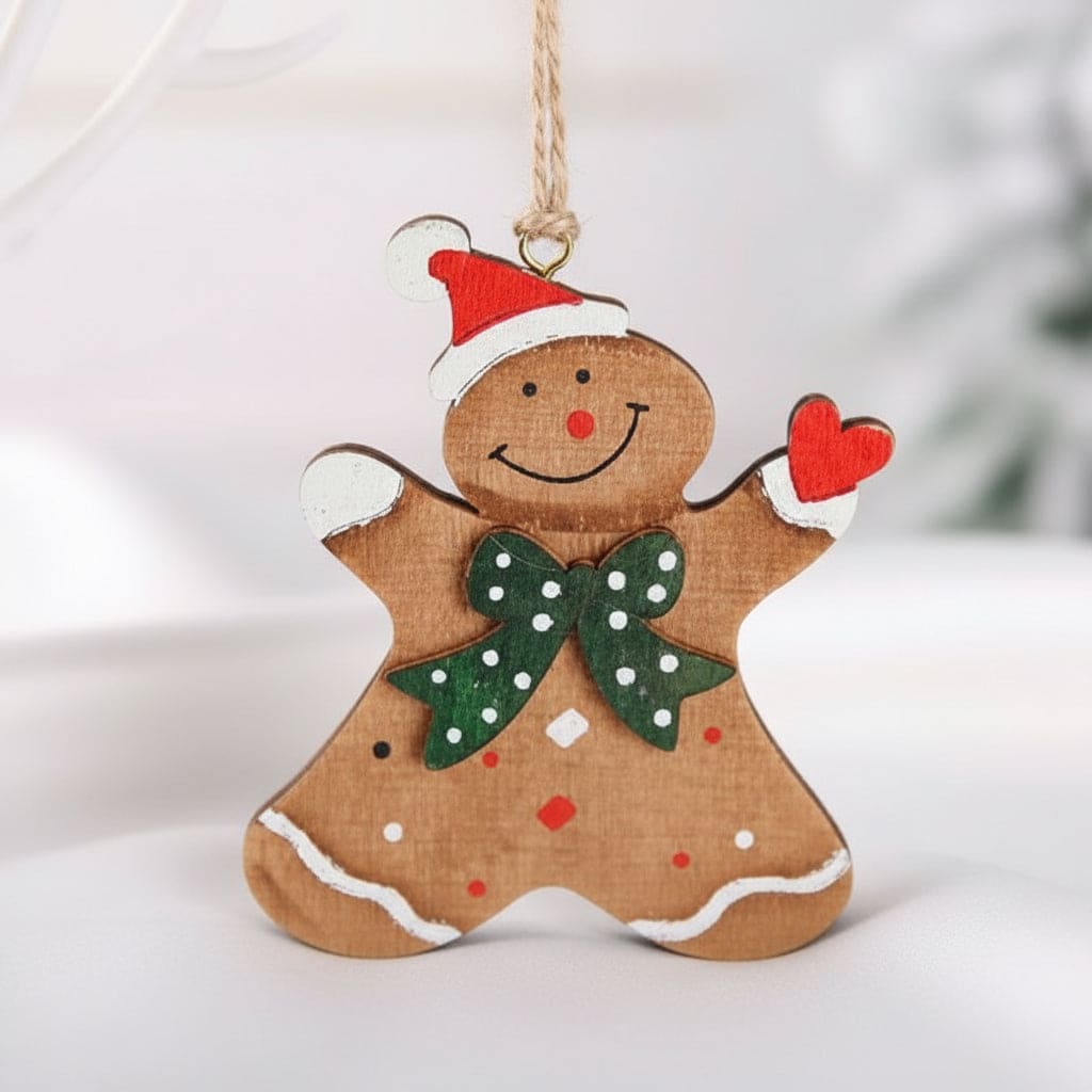 Christmas Gingerbread Man Wooden Ornament