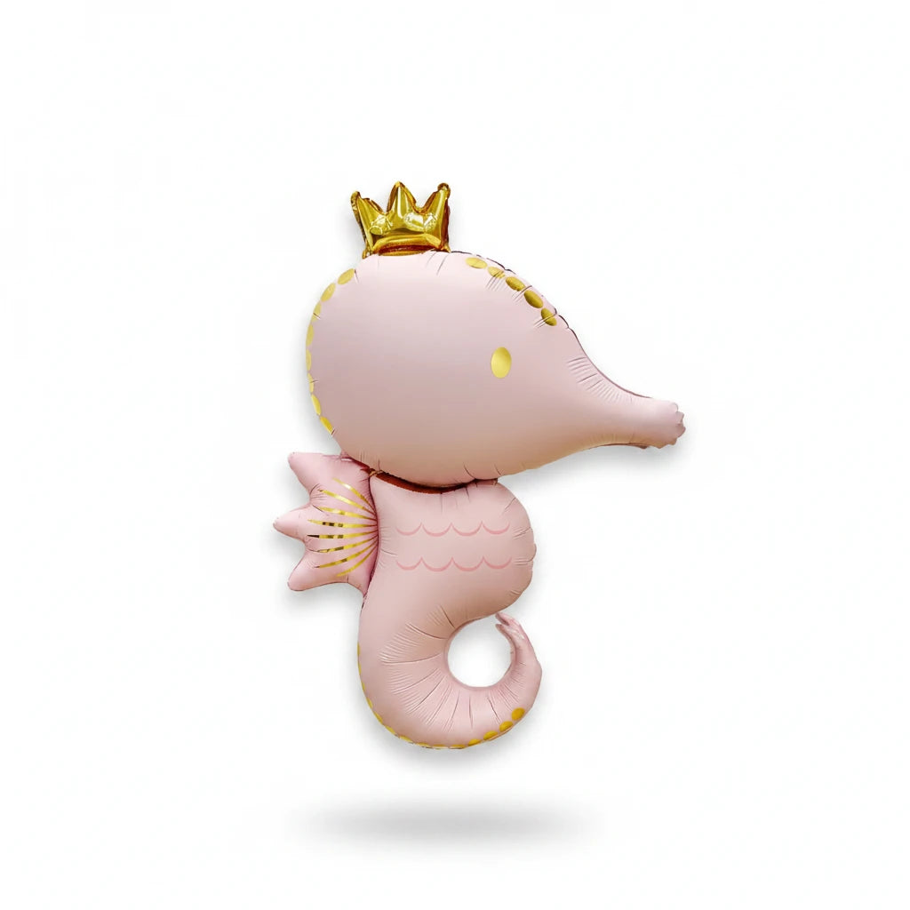 Pink Seahorse with Crown Foil Balloon 1 Piece