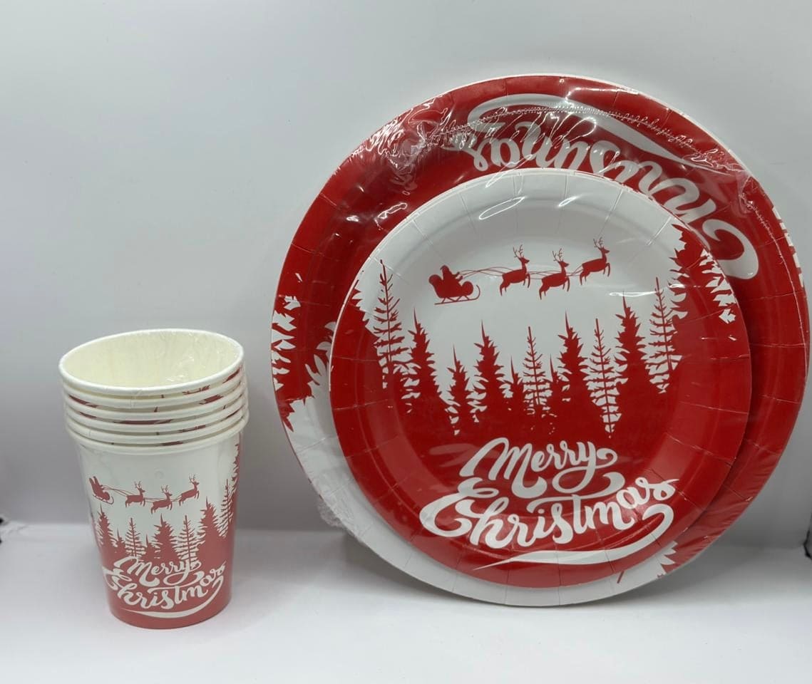 Merry Christmas Set - Plates & Cups