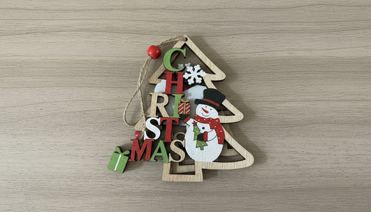 Wooden Christmas Tree With Snowman Pendant