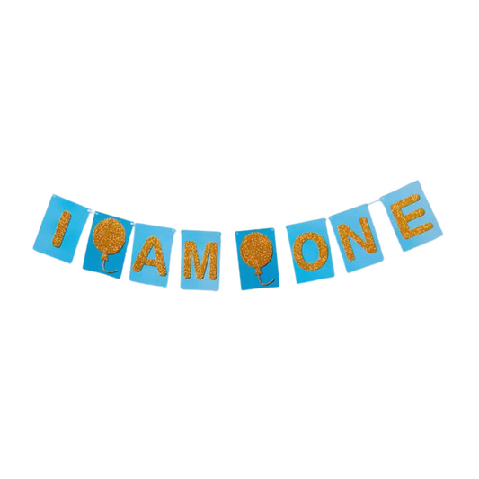 I am One Blue First Birthday Banner