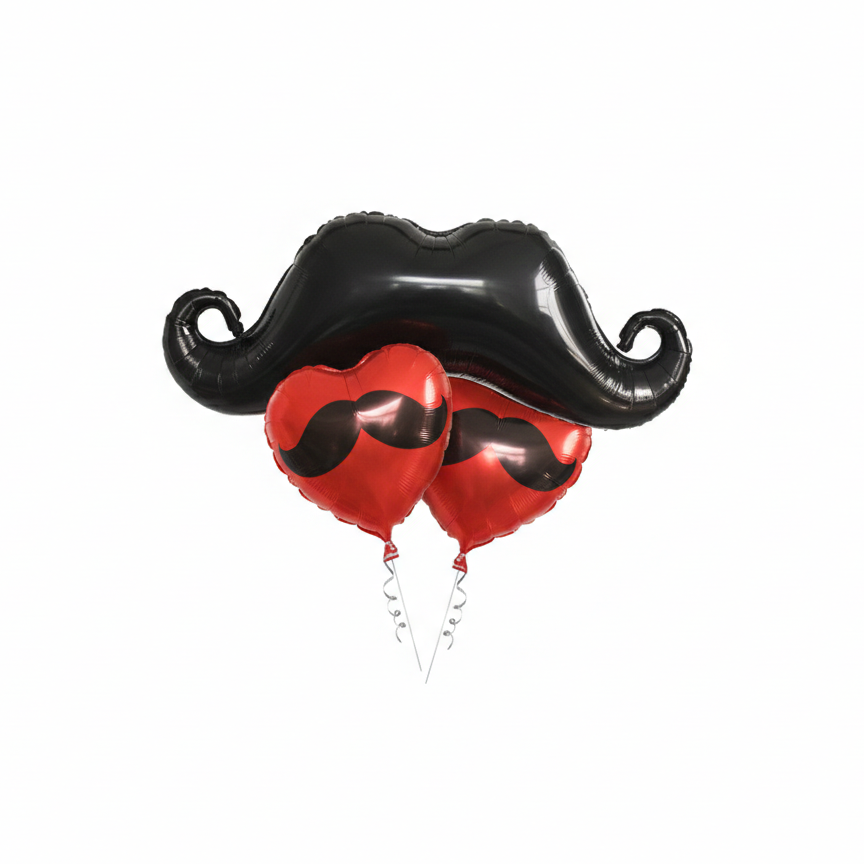 Mustache with Hearts Balloon