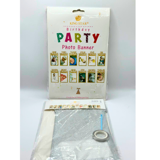 1st Birthday Picture Frame Glitter Banner