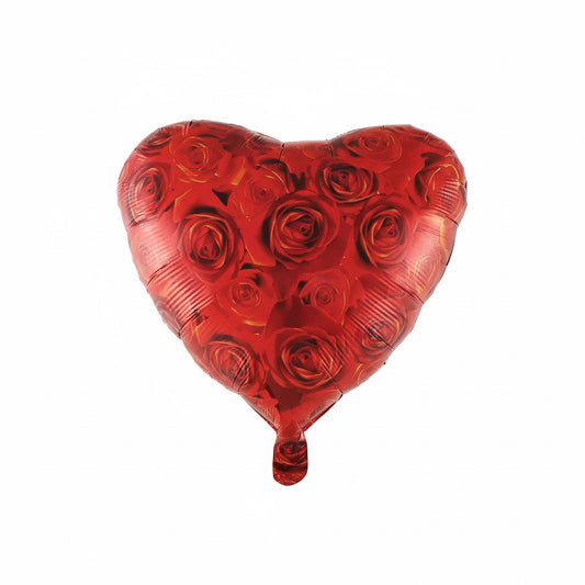 Heart Flowers Red 18” Foil Balloon