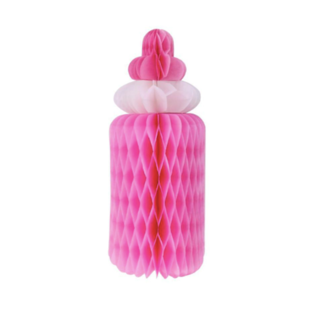 Milk Bottle Pink Honey Comb Baby Shower Center Piece Table Decoration