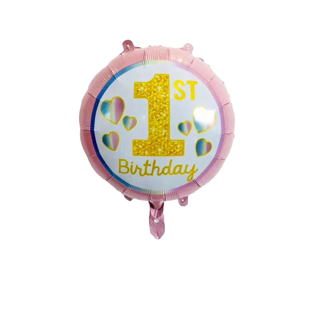1st Girl Birthday Foil Pink 18" Balloon